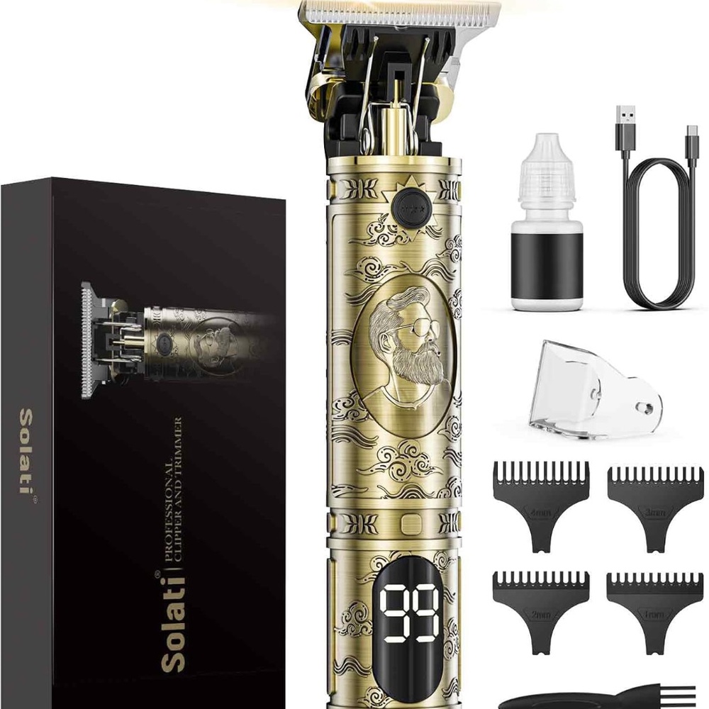 Cordless Pro Hair Clipper, Beard Trimmers w/ LCD Display Electric Rechargeable